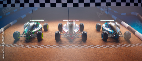 High-Octane RC Car Racing: Competitive Models at Dirt Circuit's Starting Line