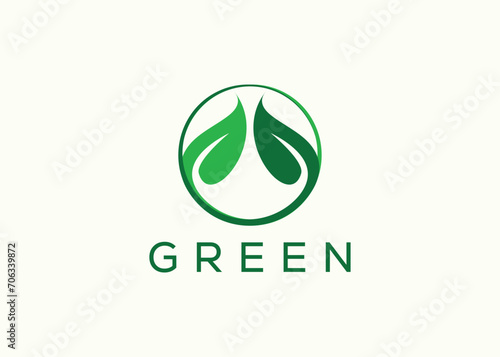 Green leaf logo design vector template. Nature Growth Leaf vector logo.