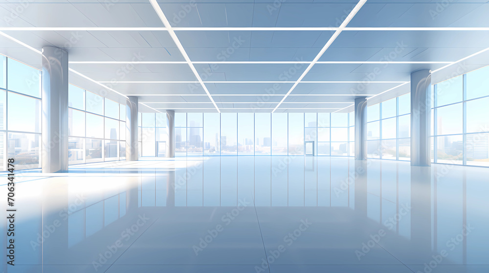 Empty office open space interior. Business conference company background Empty office open space interior. Business conference company background