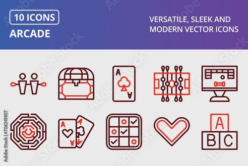 Arcade Thick Line Two Colors Icons Set photo