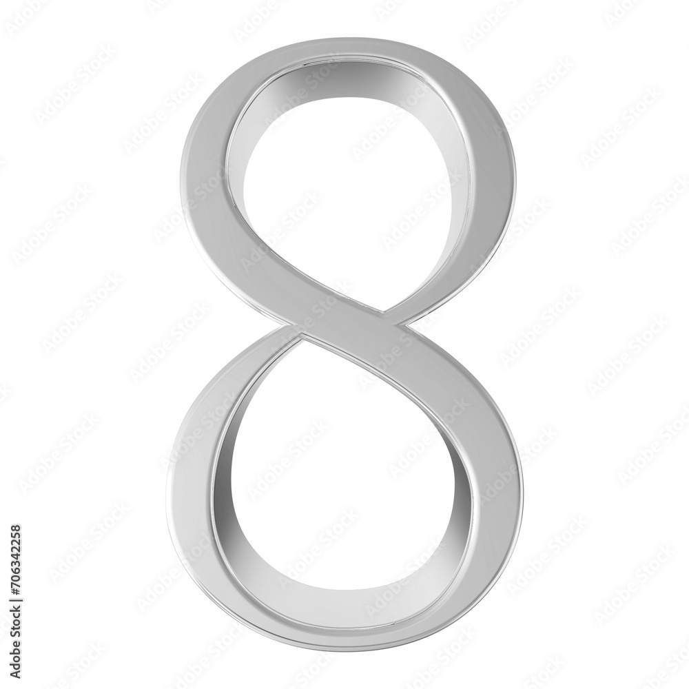 8 number Silver glitter 3D render 8 number Silver glitter 3D render