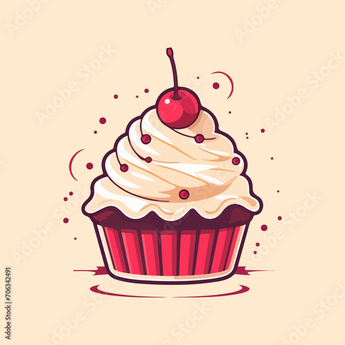 cupcake logo vector sign with cream sweet color for shop, sticker, or any purpose 