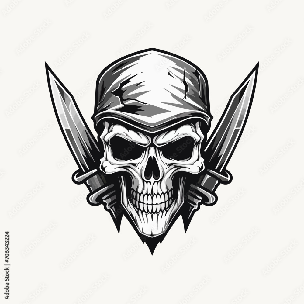Fototapeta premium illustration skull head emblem logo vector graphic for t shirt sticker print or any purpose version 1