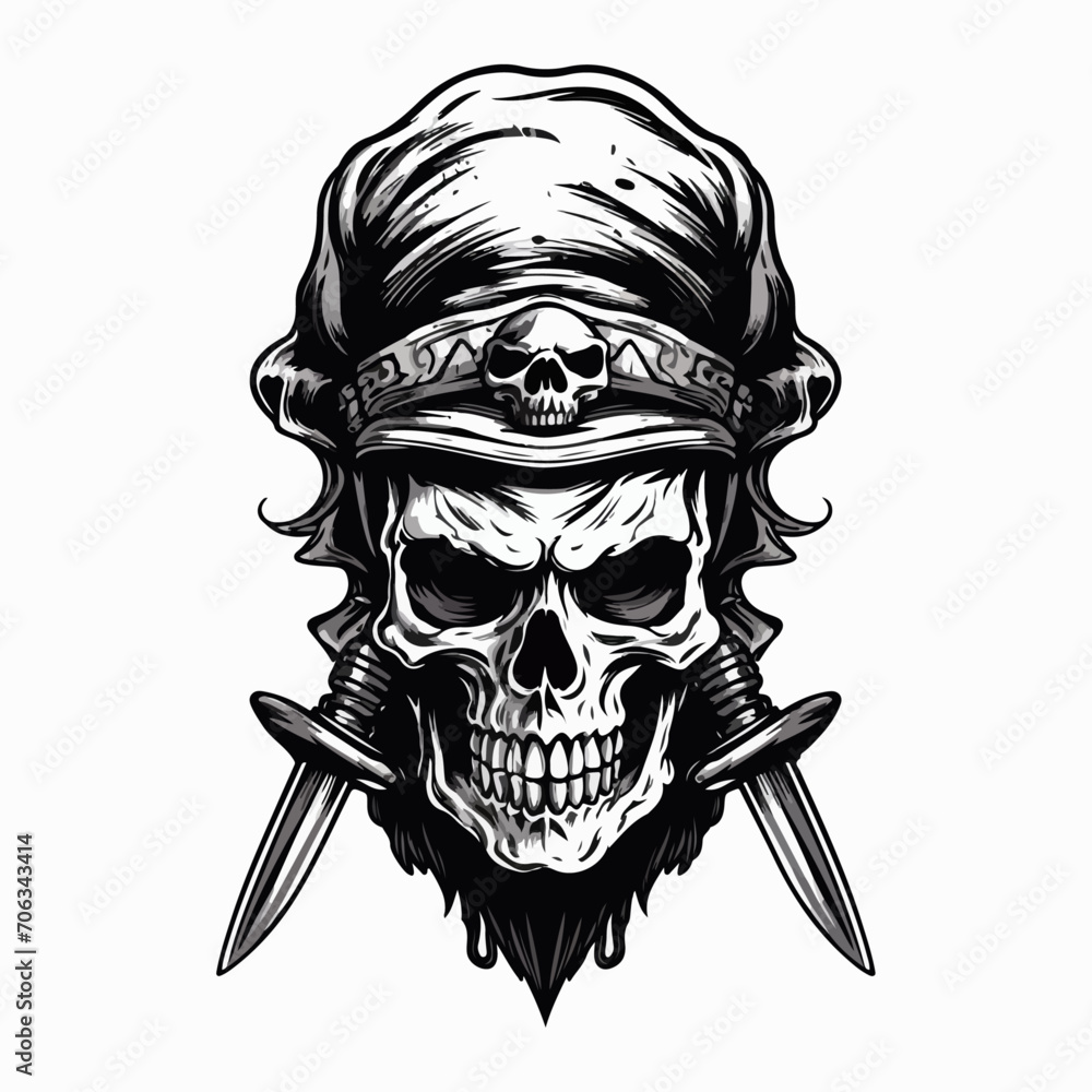 Fototapeta premium emblem of horror skull vector grapich design illustration for t shirt sticker print or any purpose