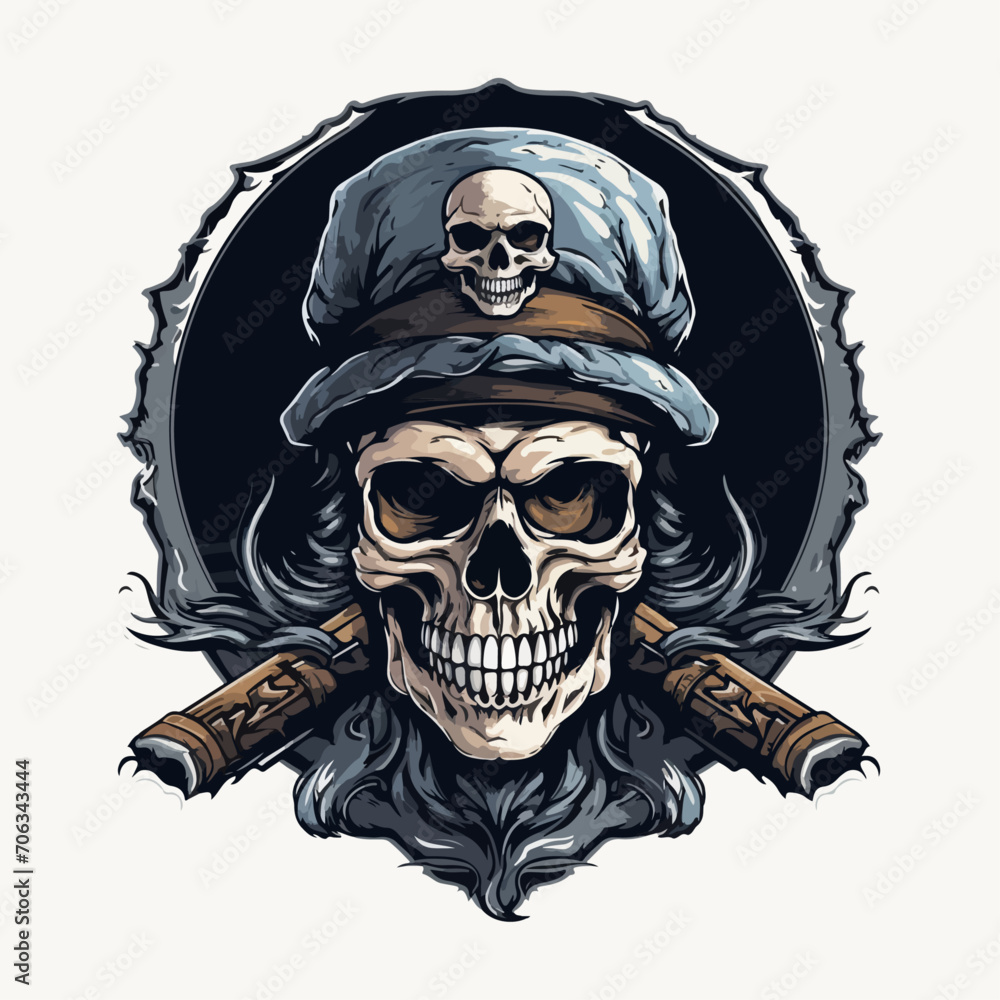 illustration of pirates skull vector graphic design