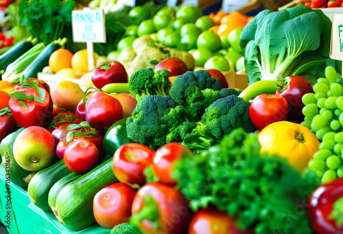 Fruits and vegetables at a farmers market