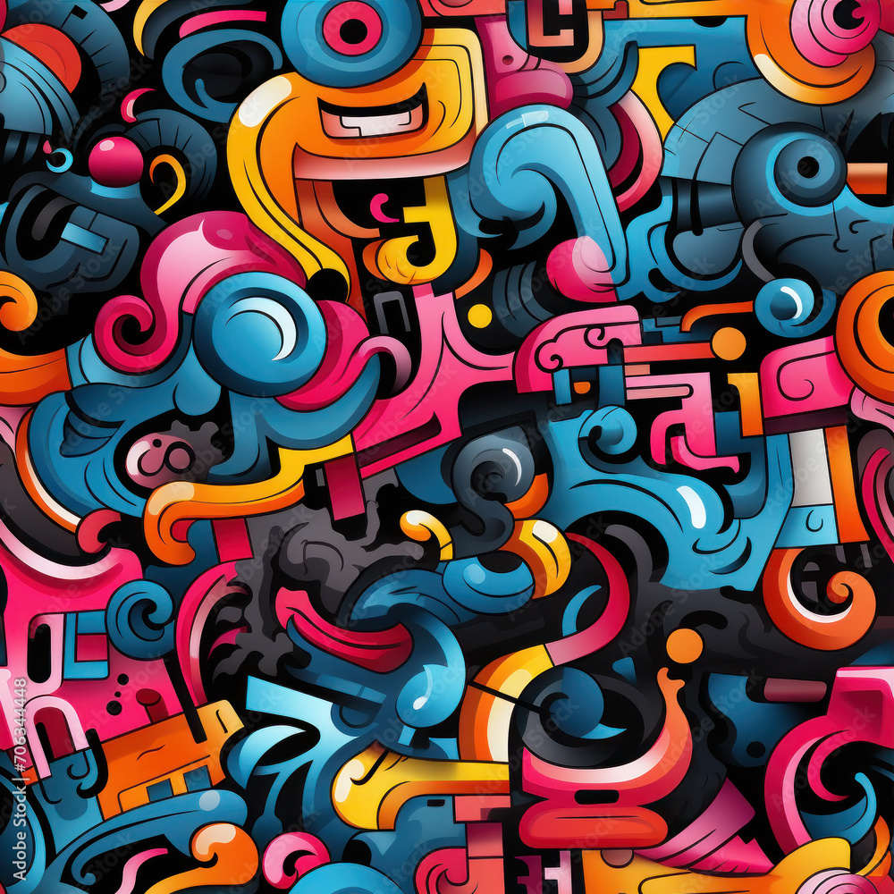 seamless pattern 2d graffiti