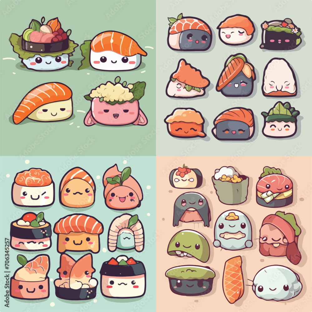 Fototapeta premium Sushi Delight Vector Illustration
