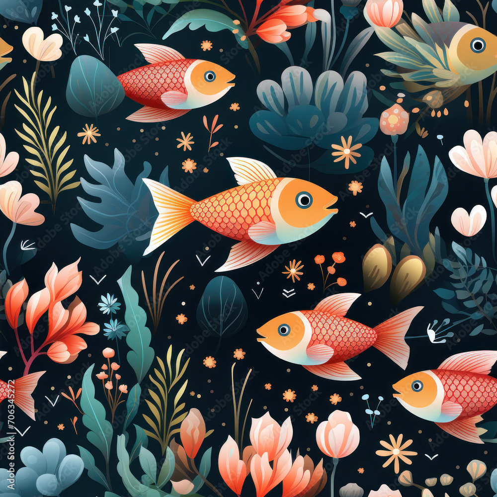 seamless pattern with fishes seamless pattern with fishes