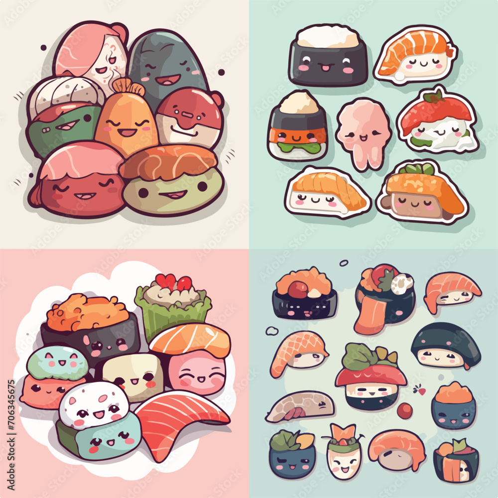 Fototapeta premium Sushi Delight Vector Illustration