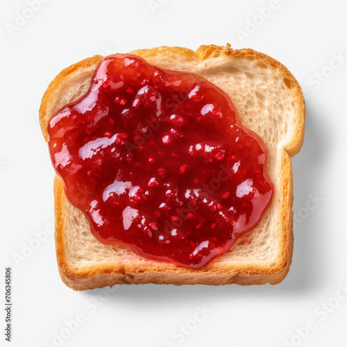 top view photography of a toasted bread with jam isolated on a transparent background created with Generative Ai