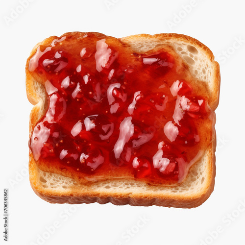 top view photography of a toasted bread with jam isolated on a transparent background created with Generative Ai