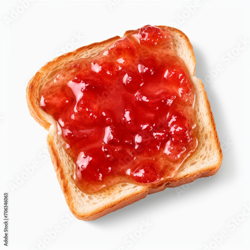 top view photography of a toasted bread with jam isolated on a transparent background created with Generative Ai