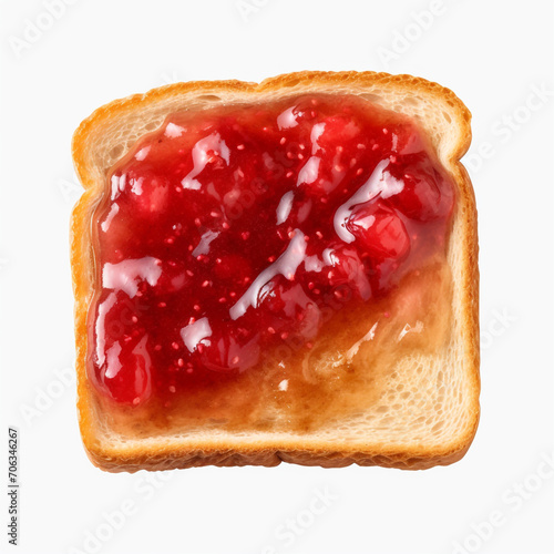 top view photography of a toasted bread with jam isolated on a transparent background created with Generative Ai