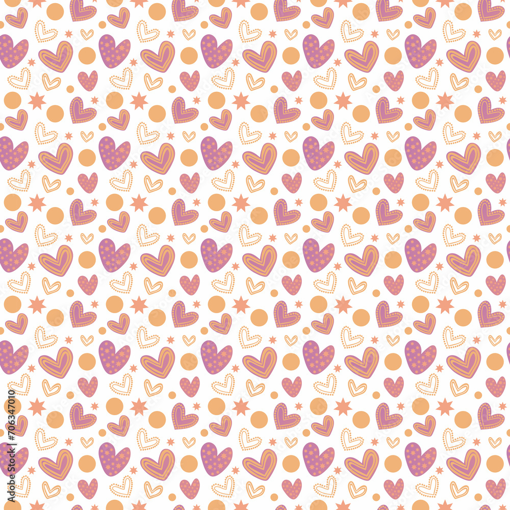Seamless pattern with hearts, bubbles and stars Seamless pattern with hearts, bubbles and stars
