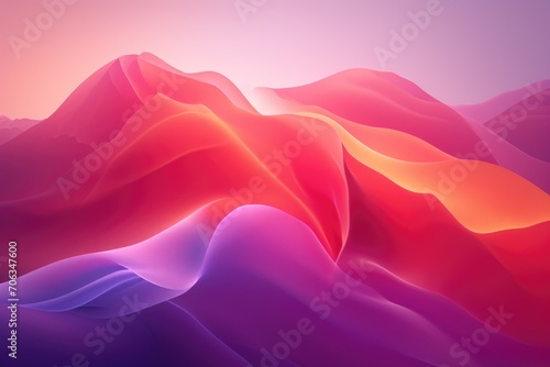 A mountain covered in pink and purple waves.