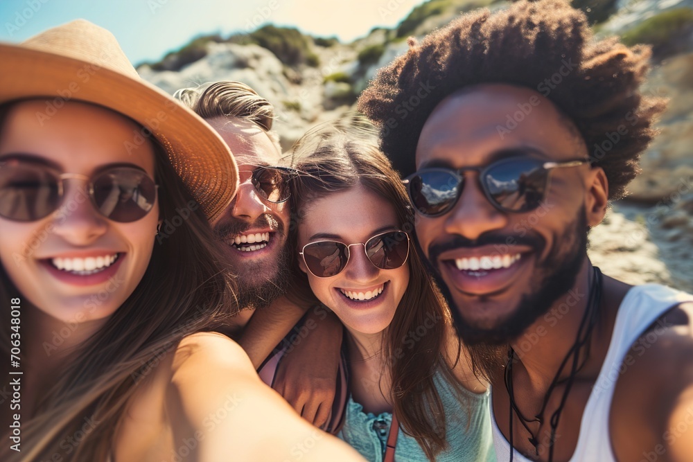 diversity and portrait of friends on a holiday while having fun together on weekend trip