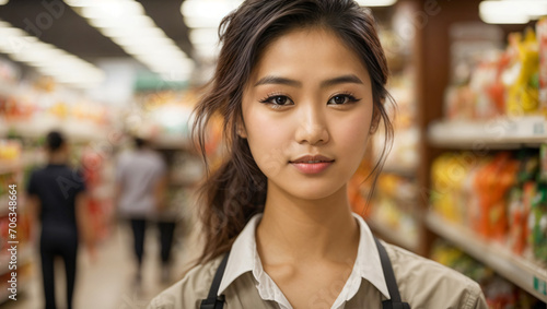 asian woman working in a store