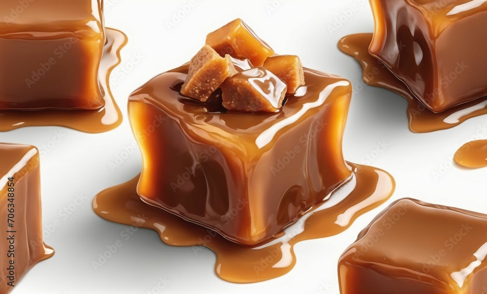 Caramel sauce or syrup splashes with toffee. Caramel sauce or syrup splashes with toffee.