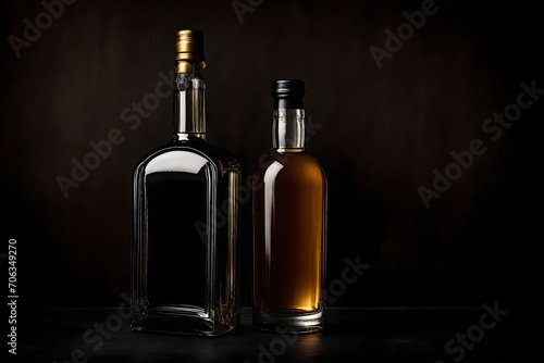 premium liquor branding , spirit bottle on dark slate background