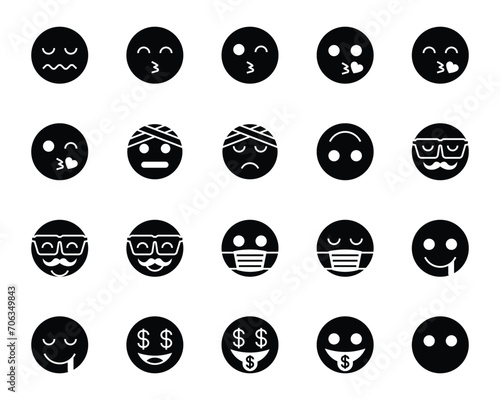 Glyph icons set for Emojis.