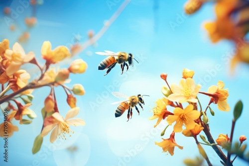 honeybees collecting nectar from flowers