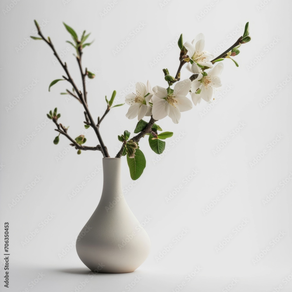 Creative composition with mock up flower plant vase by AI generate