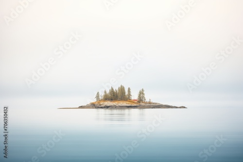foggy shoreline of an unpopulated island