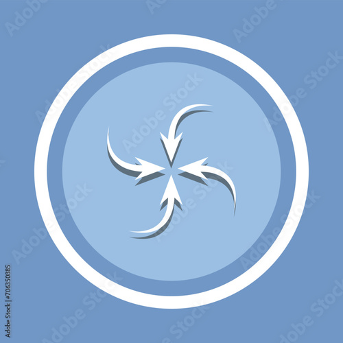 Inward arrow icon vector. Four Arrows icon vector in trendy flat style. Arrow pointing center icon image, Arrow pointing center icon illustration isolated on blue background