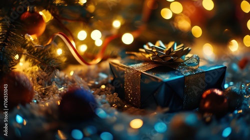 bokeh gifts background for festive season