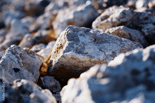 A detailed view of rocks in a rugged terrain. Suitable for nature and geology themes