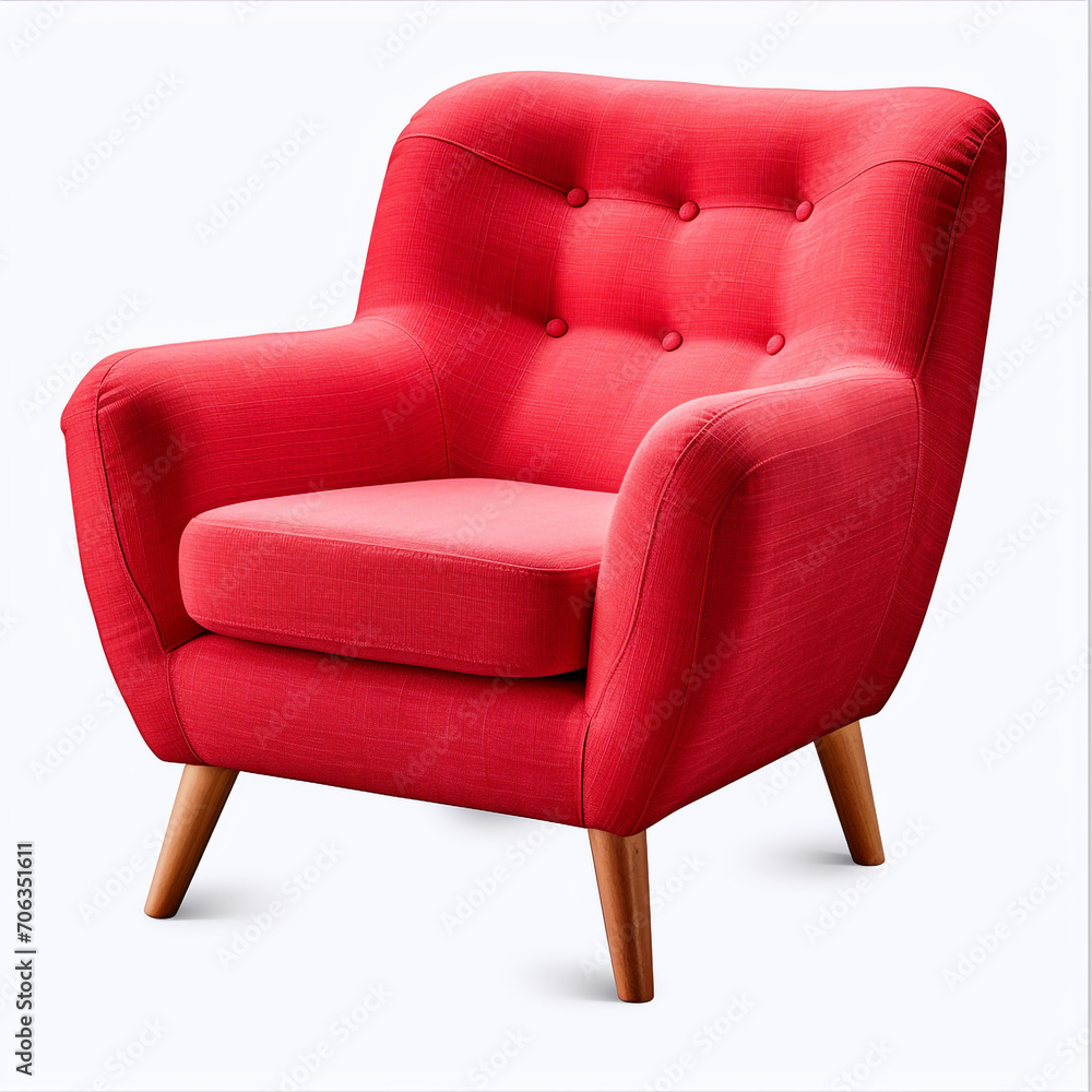 photography of a red armchair isolated on a transparent background created with Generative Ai