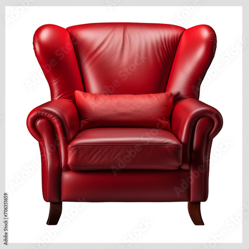 photography of a red armchair isolated on a transparent background created with Generative Ai © Andrii Yablonskyi