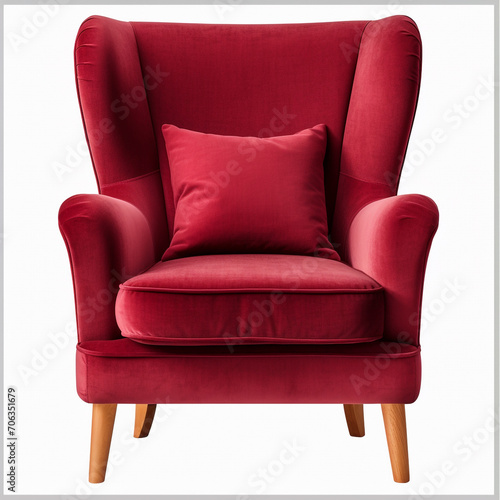 photography of a red armchair isolated on a transparent background created with Generative Ai © Andrii Yablonskyi