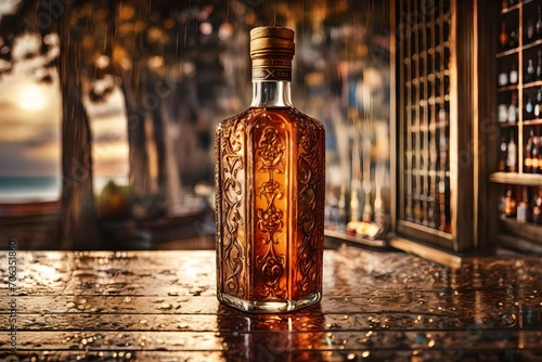  carved crystal liquor decanter , whisky bottle