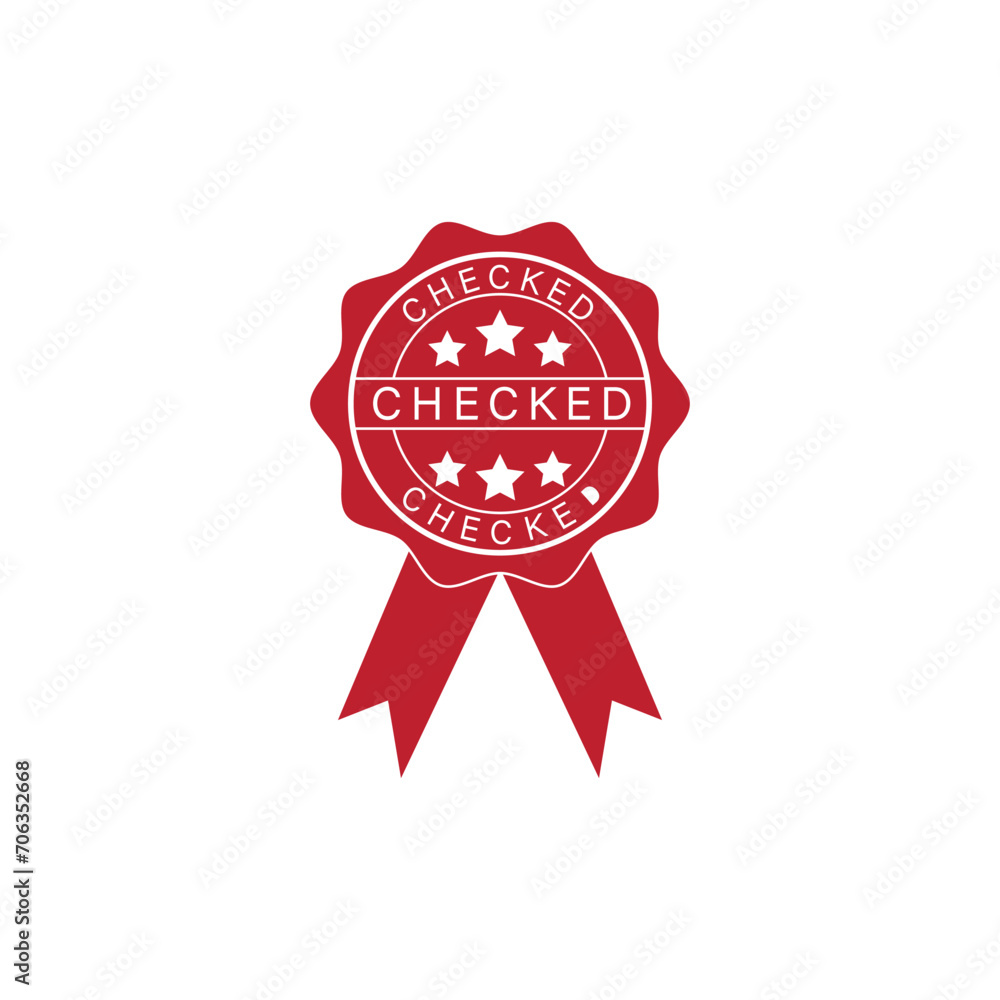 Checked stamp rubber icon vector logo design template Checked stamp rubber icon vector logo design template