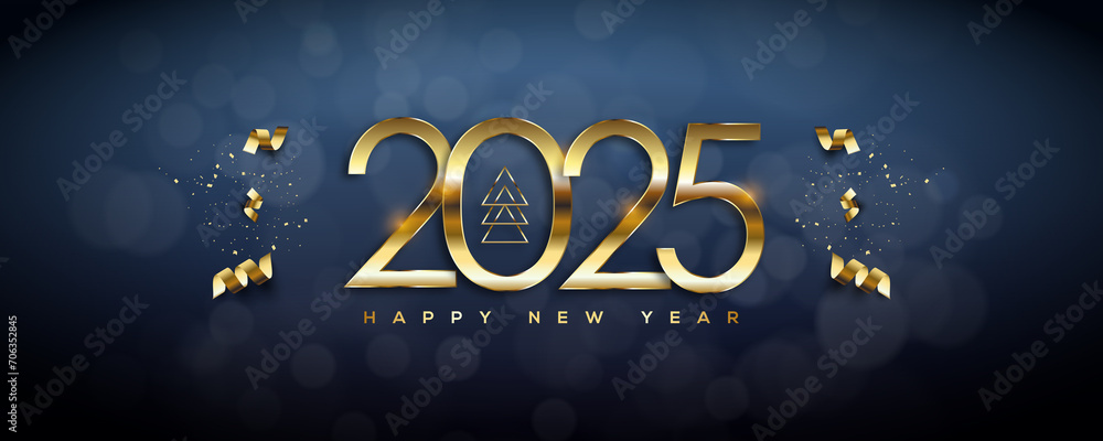 2025 Happy New Year Greeting Card - obrazy, fototapety, plakaty 