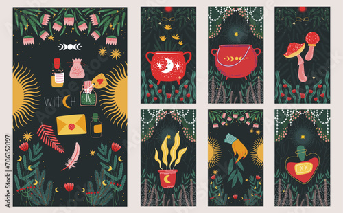 modern deck of tarot cards. prediction or fortune telling of the future and fate, mystical characters. printing on clothes or fabric
