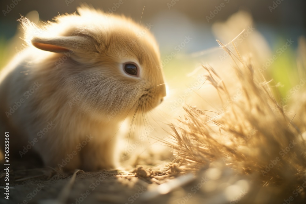 sunlight highlighting a rabbits fur as it digs sunlight highlighting a rabbits fur as it digs