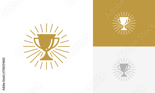 Trophy Logo, Champions Trophy Award Gold Logo Design