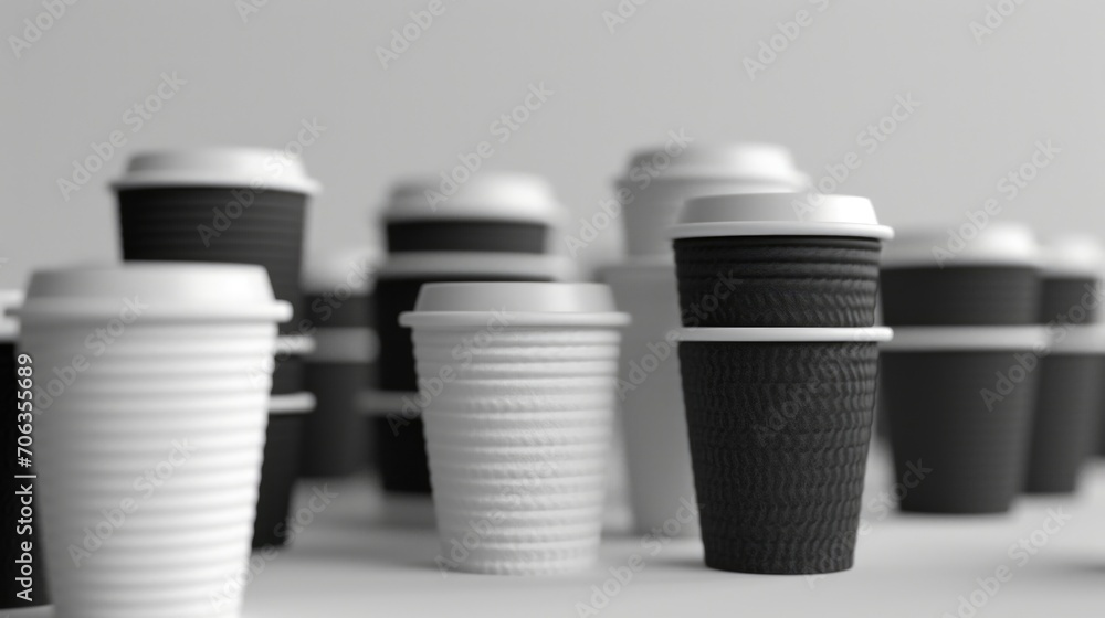 Coffee cups arranged neatly on a table. Perfect for coffee shop menus or kitchen decor Coffee cups arranged neatly on a table. Perfect for coffee shop menus or kitchen decor