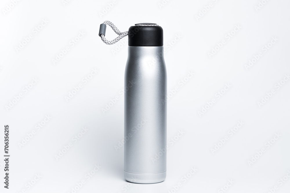 Metal thermos isolated on white studio background. Metal thermos isolated on white studio background.