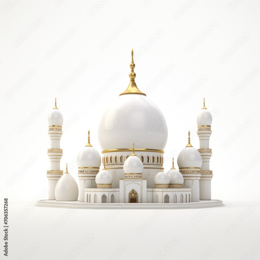Flat style Muslim mosque isolated on white background