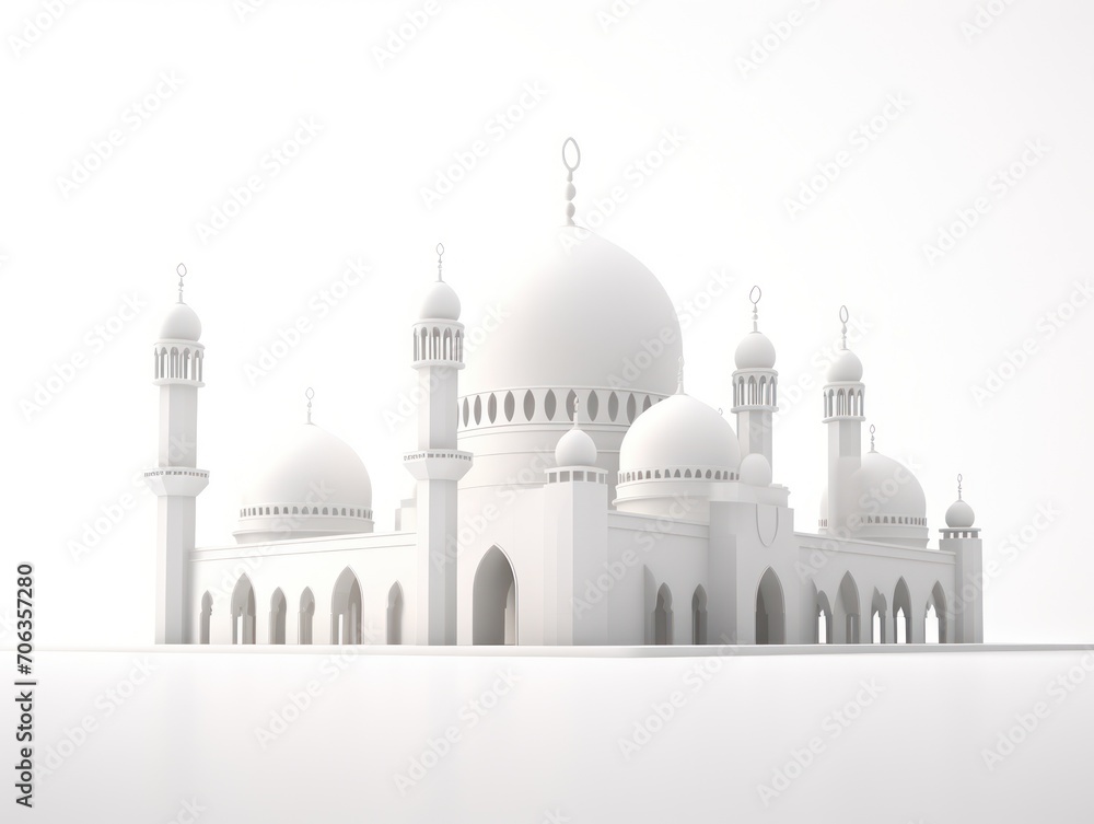 Flat style Muslim mosque isolated on white background