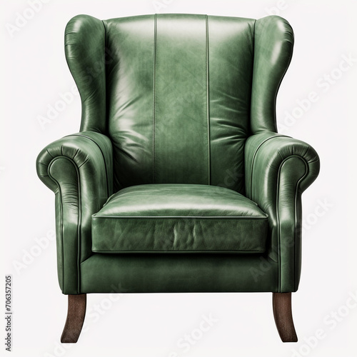 photography of a green armchair isolated on a transparent background created with Generative Ai