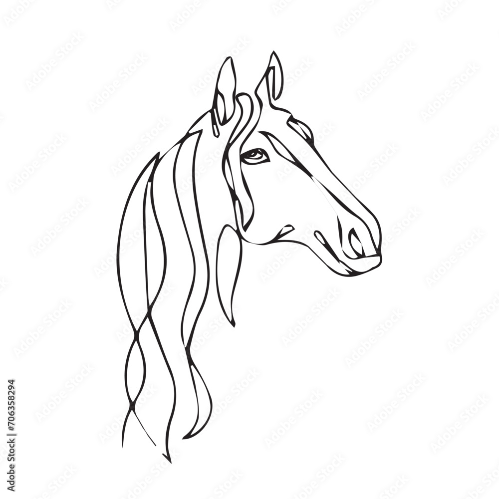 horse one line art illustrations