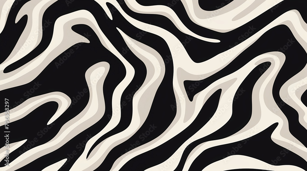 Black and white zebra pattern background, in the style of irregular organic forms, dark black and light beige, bold strokes, minimalist textiles, elongated figures, bone, strip painting Black and white zebra pattern background, in the style of irregular organic forms, dark black and light beige, bold strokes, minimalist textiles, elongated figures, bone, strip painting