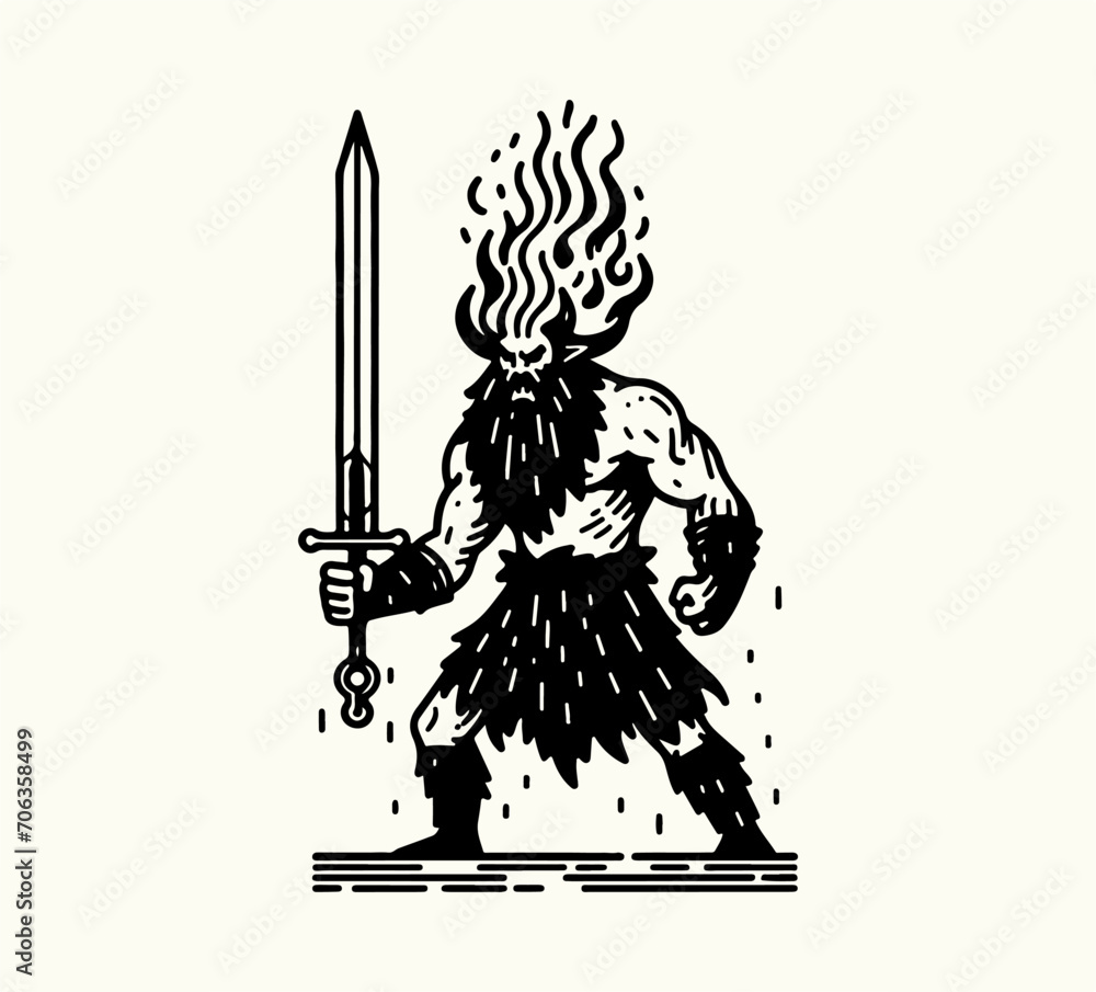 Surtr Fire Giant illustration Norse Mythology vector Ragnarok Stock ...