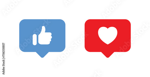 Social Media Reaction Icons Set - Heart, Like, Thumbs Up Symbols photo