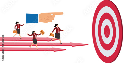 Pointing, Business,Direction,Domination,Guidance,Pulling, Businesswoman